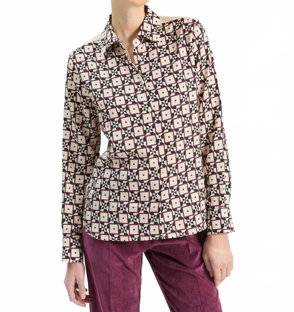 NEW VILAGALLO isa sol geo print shirt in beige